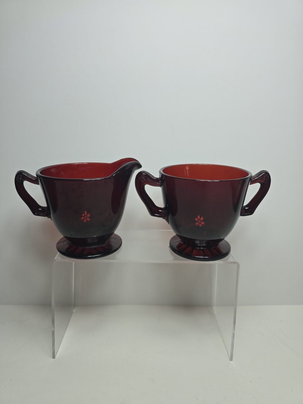 Vintage Anchor Hocking Royal Ruby Red Creamer & Sugar